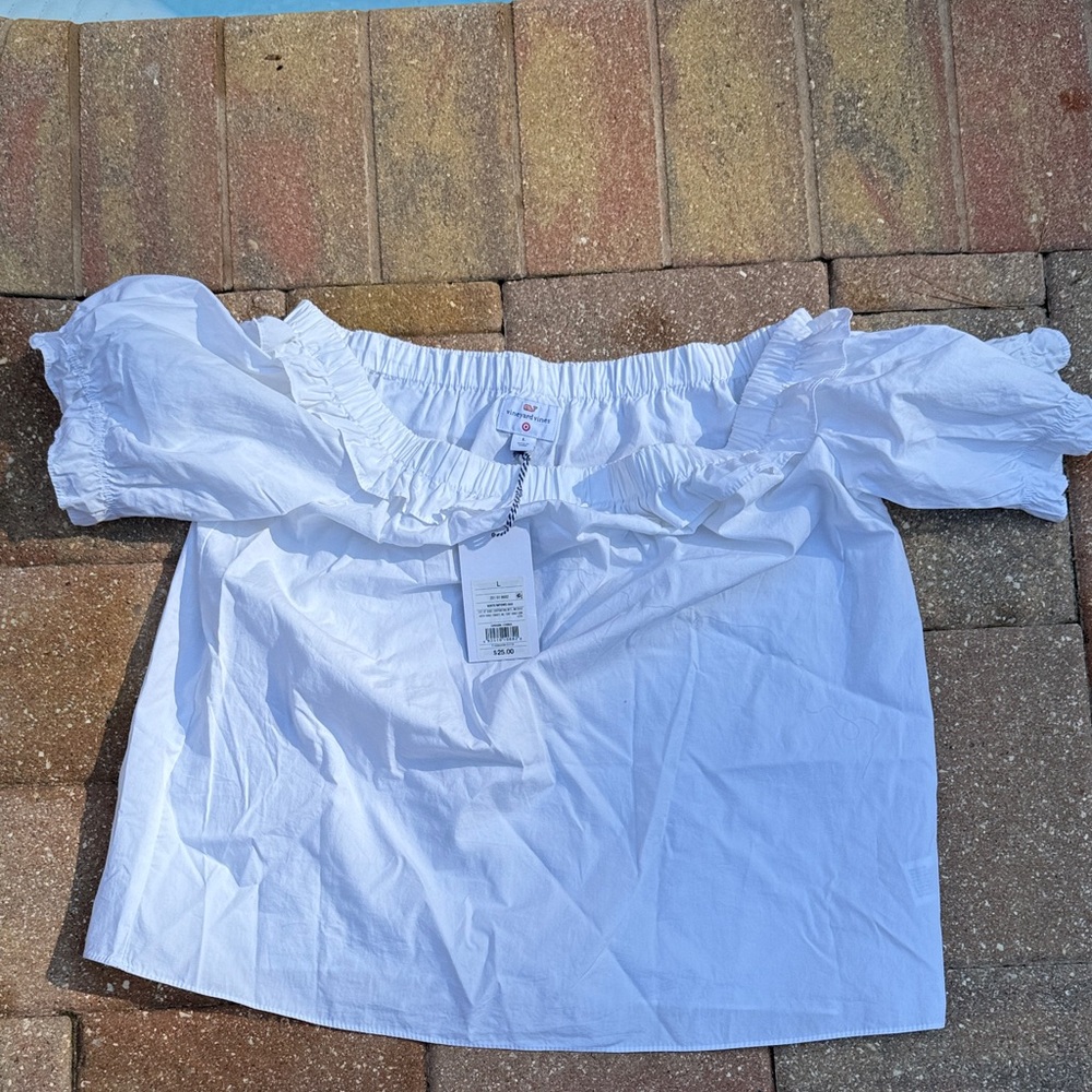 Vineyard Vines White Ruffle Blouse